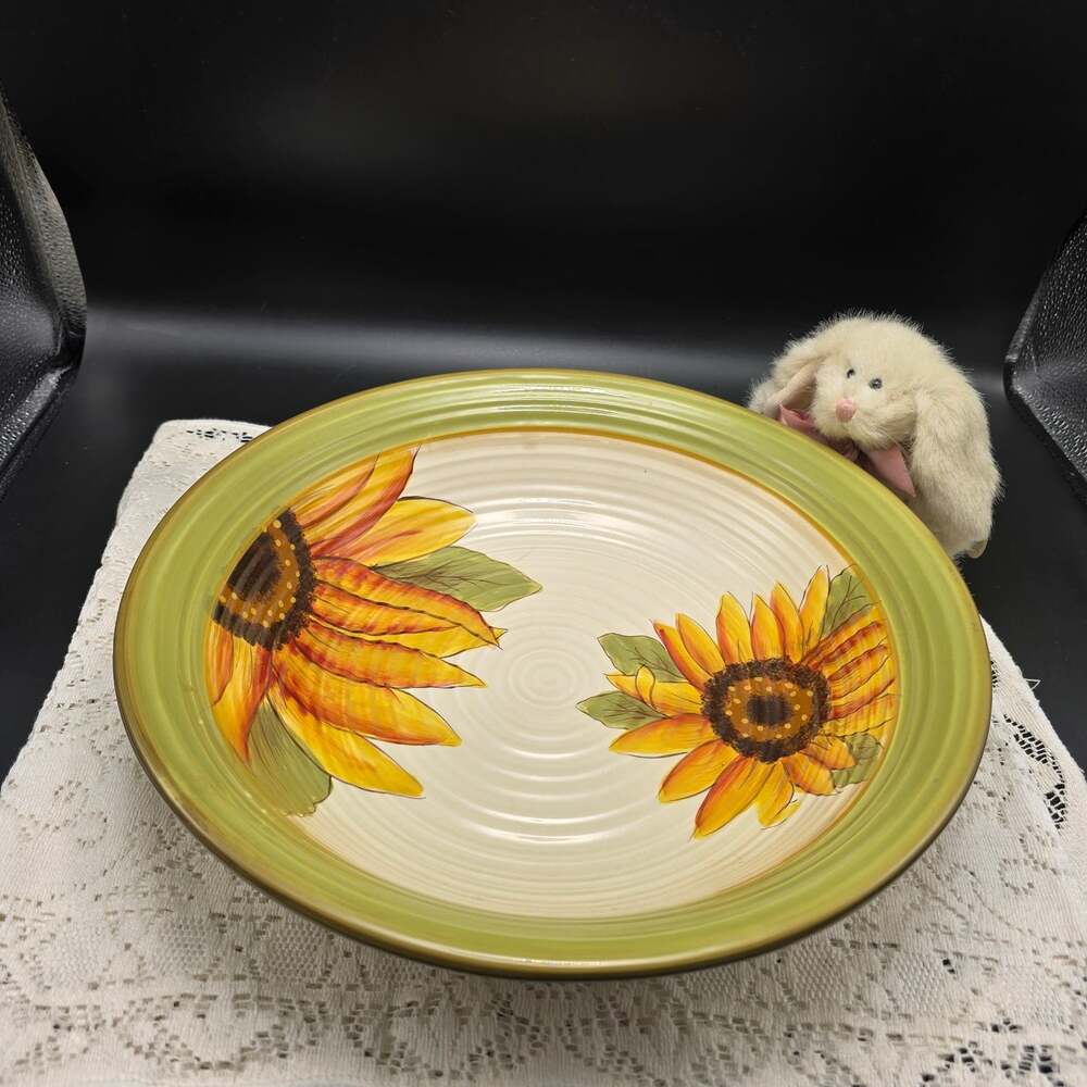 Clay Art Sunflower Stonelite Serving Bowl 13'